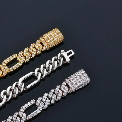 Custom 7mm 3-to-1 Iced Cuban Chain | Figaro Style - CaratixJewelry