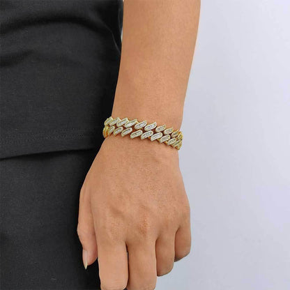 15mm Miami Cuban Chain Bracelet with Zircon - CaratixJewelry