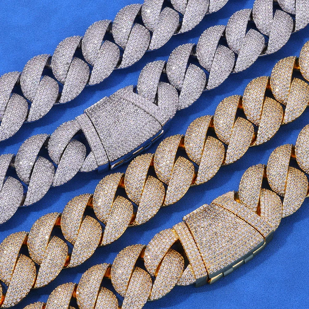 Wholesale 24mm Iced-Out Cuban Chain Necklace with Zircon Stones - CaratixJewelry