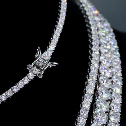 Moissanite Tennis Chain Necklace – S925 Sterling Silver Luxury Hip Hop Jewelry for Men & Women - CaratixJewelry