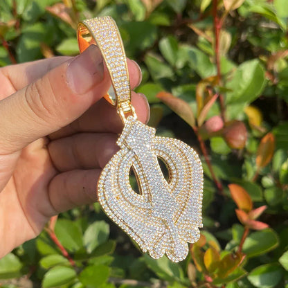 Iced Out Fleur-de-Lis Pendant | Men's Royal Lily Necklace Luxury Hip Hop Bling | Caratix - CaratixJewelry
