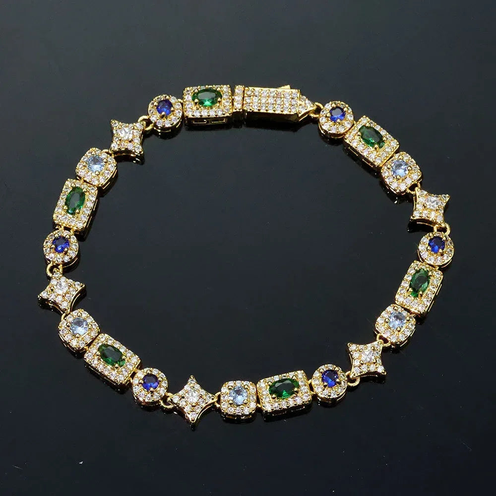 6mm Geometric Color Zircon Hip Hop Necklace Rapper Iced Out Chain Style | Caratix Jewelry - CaratixJewelry