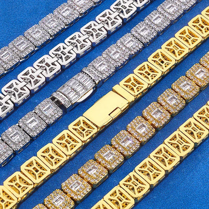 Custom 7.5mm Baguette Mixed Iced Bracelet | Secure Fold-over Hip Hop Bling | Caratix - CaratixJewelry