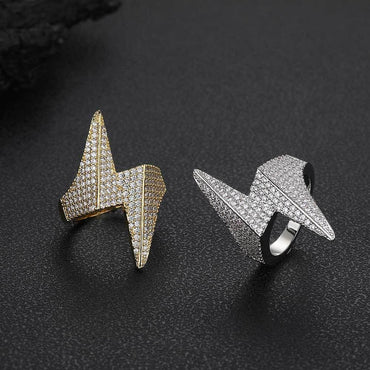 Zircon Lightning Bolt Ring for Men | Luxury Hip Hop Jewelry | Caratix Jewelry - CaratixJewelry