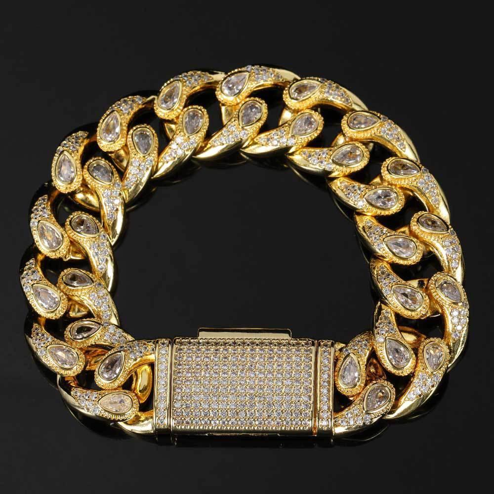 16mm Eyeglass Link Cuban Chain Bracelet Zircon for Men | Caratix Jewelry - CaratixJewelry