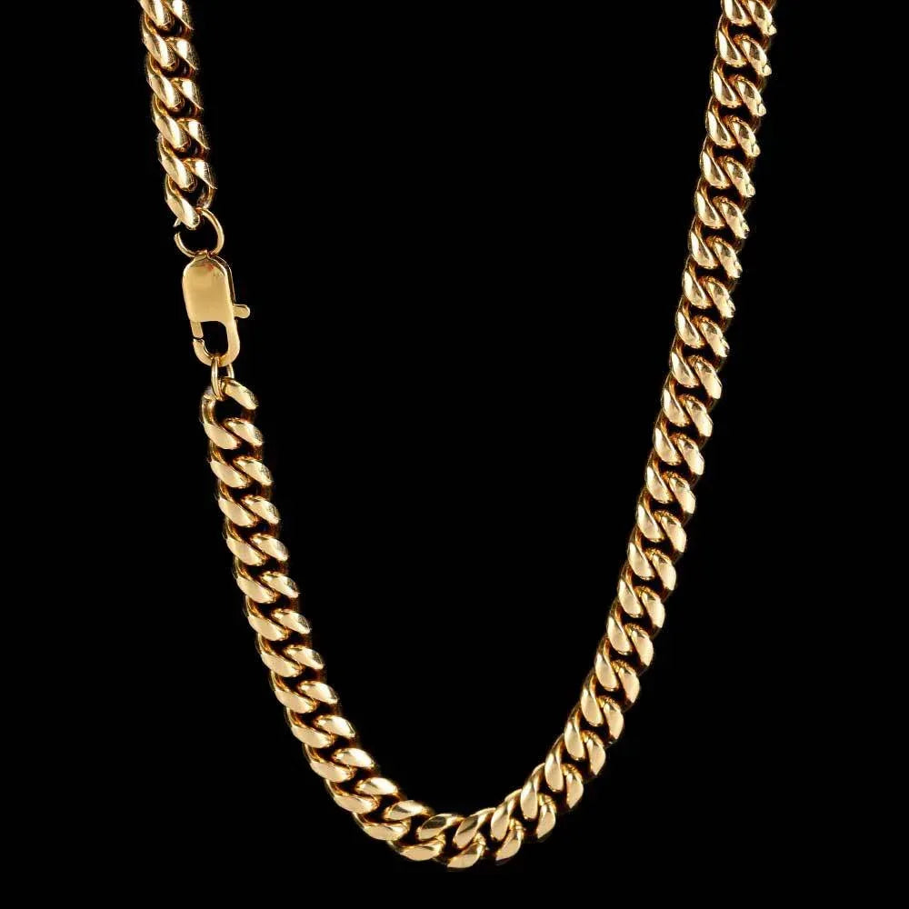 Cuban Chain Necklace with Day Clasp and 18K Gold Plating for Men | Titanium Steel and Stainless Steel | Caratix Jewelry - CaratixJewelry