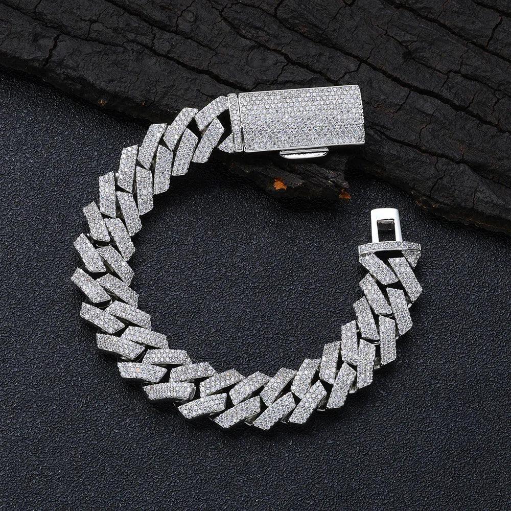 16mm Triple Row Iced-Out Cuban Link Bracelet - CaratixJewelry