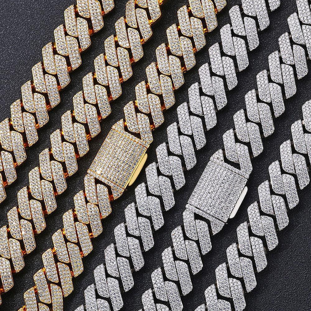 20mm Triple Row -Shaped Zircon Cuban Link Bracelet - CaratixJewelry
