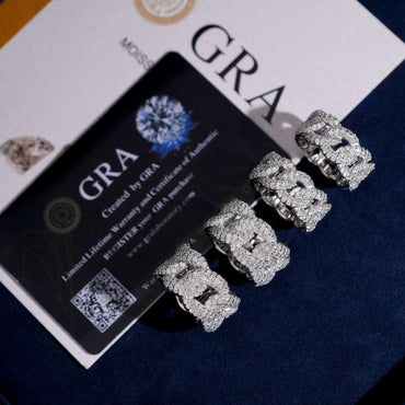 D-Color VVS Moissanite Cuban Link Ring | Unisex Full Iced Out Fashion Jewelry - CaratixJewelry