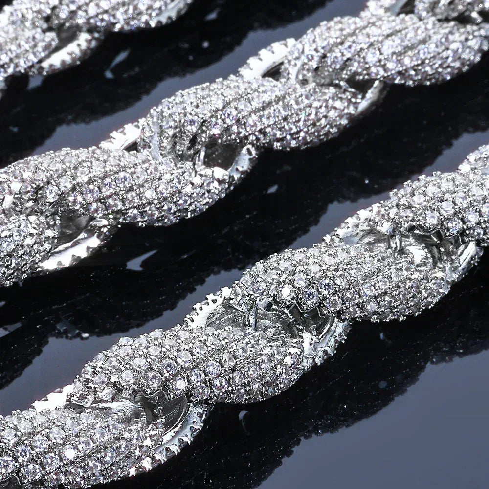 Iced Out Rope Chain Necklace Zircon Gold Chain Rapper Style | Caratix Jewelry - CaratixJewelry