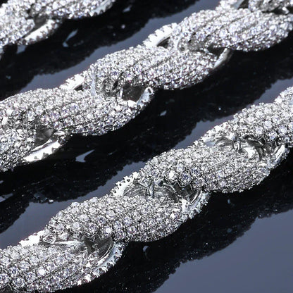 Iced Out Rope Chain Necklace Zircon Gold Chain Rapper Style | Caratix Jewelry - CaratixJewelry