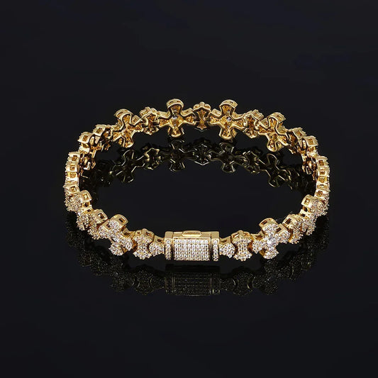Iced Out Cross Chain Bracelet Zircon Box Clasp Hip Hop Jewelry for Women | Caratix Jewelry - CaratixJewelry