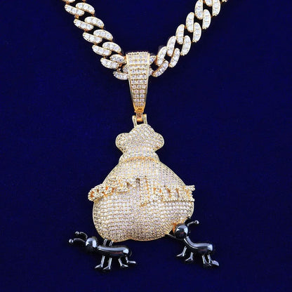 Iced Out Ant Carrying Money Bag Pendant | Men's & Women's "Secure The Bag" Necklace | Premium Copper CZ Hustle Jewelry | Motivational Bling | Caratix - CaratixJewelry