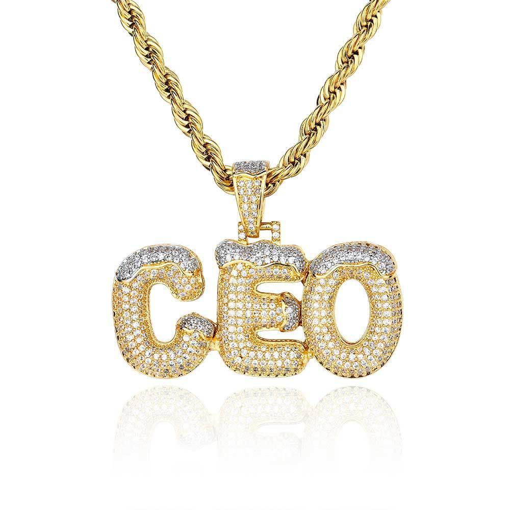 DIY Christmas Letter Pendant Necklace with Zircon Stones for Men | Caratix Jewelry - CaratixJewelry