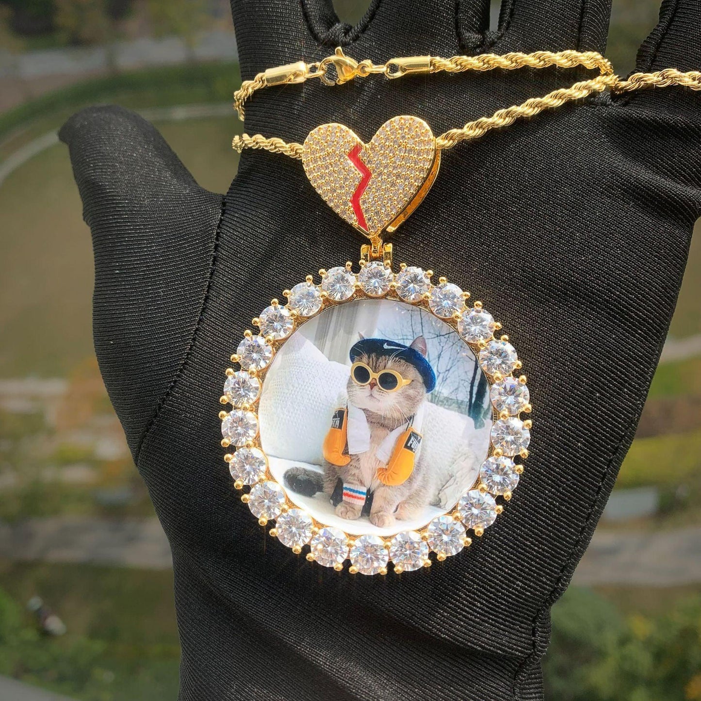 Custom Photo Pendant Necklace | Solid CZ Iced Out Hip Hop DIY Picture Jewelry - CaratixJewelry