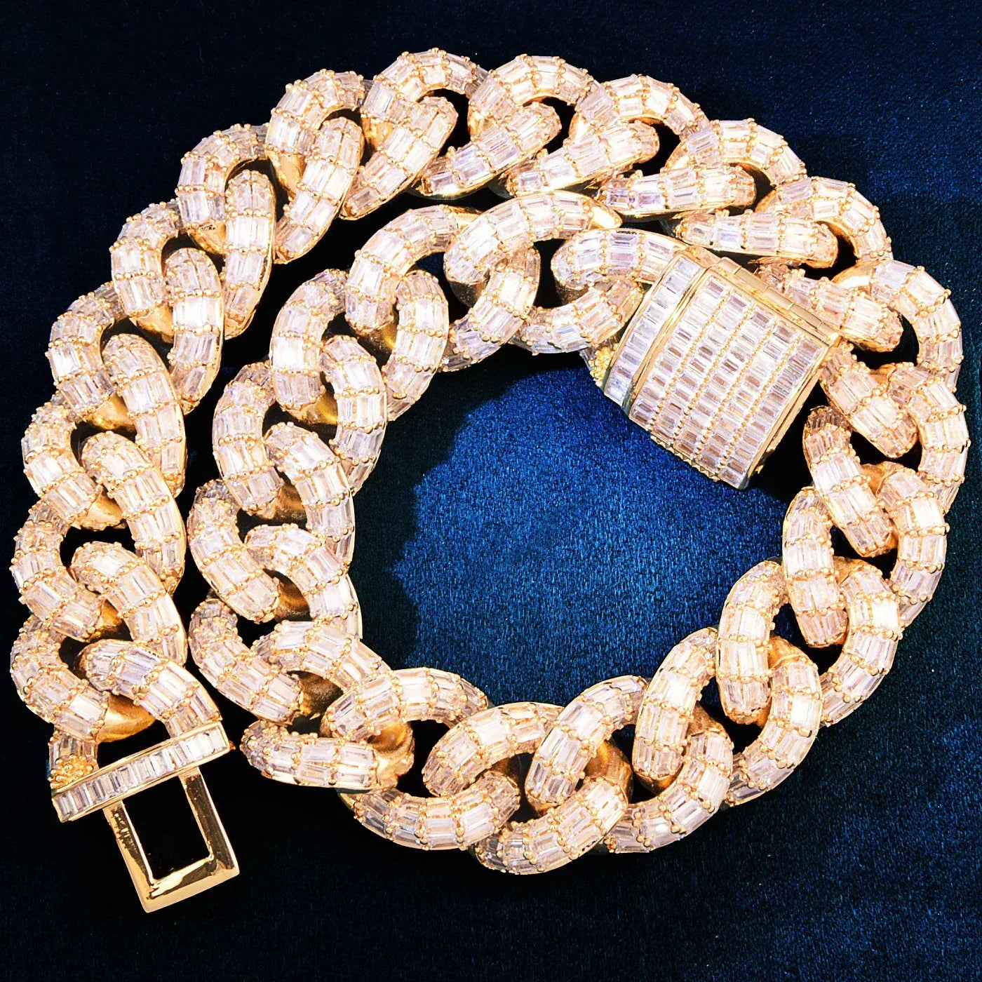 21mm Iced Out Step Cut Cuban Chain Necklace with Copper & Zircon - CaratixJewelry