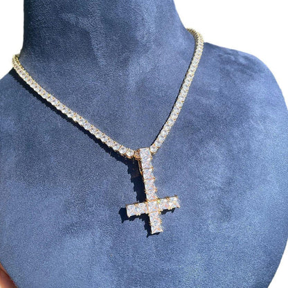 Classic Iced Out Cross Pendant for Men | Hip Hop Pave CZ Necklace | Premium Copper Zircon Bling Jewelry | Trendy Male Streetwear | Caratix - CaratixJewelry