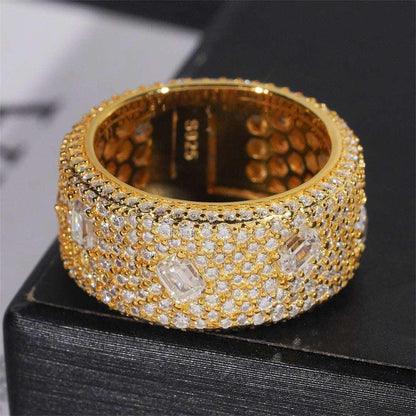 Bold Moissanite Band Ring | S925 Silver Men’s Full Iced Out Hip Hop Jewelry - CaratixJewelry
