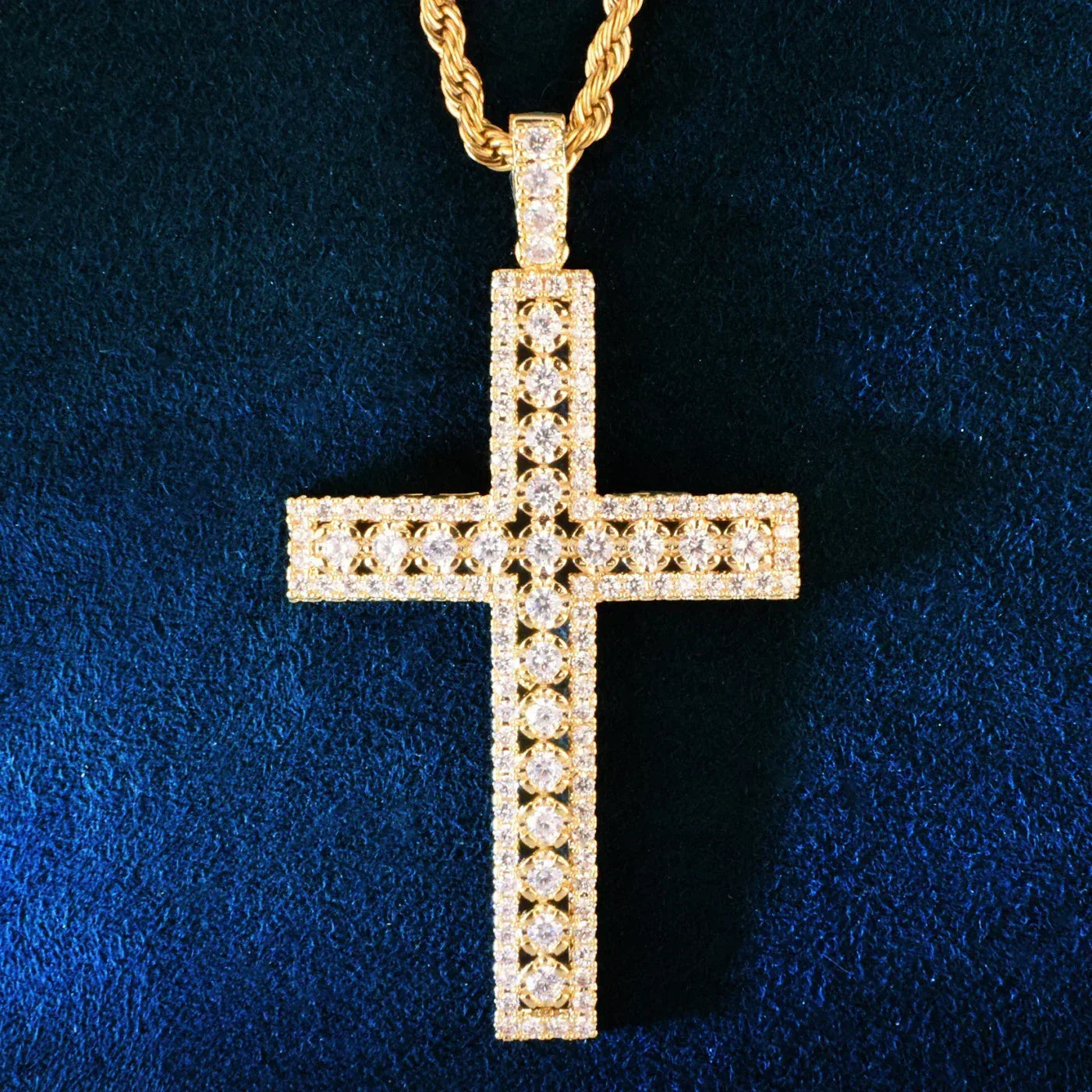 Iced Out Cross Pendant Necklace | CZ Hip Hop Unisex Streetwear Jewelry - CaratixJewelry
