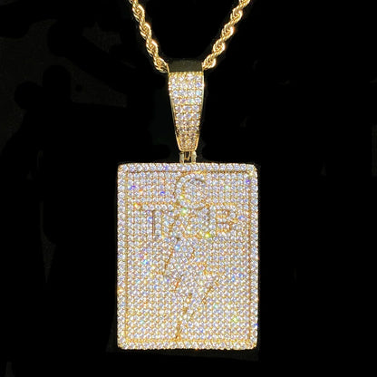Iced Out TCB Lightning Bolt Dog Tag | Men's "Taking Care of Business" Necklace - CaratixJewelry