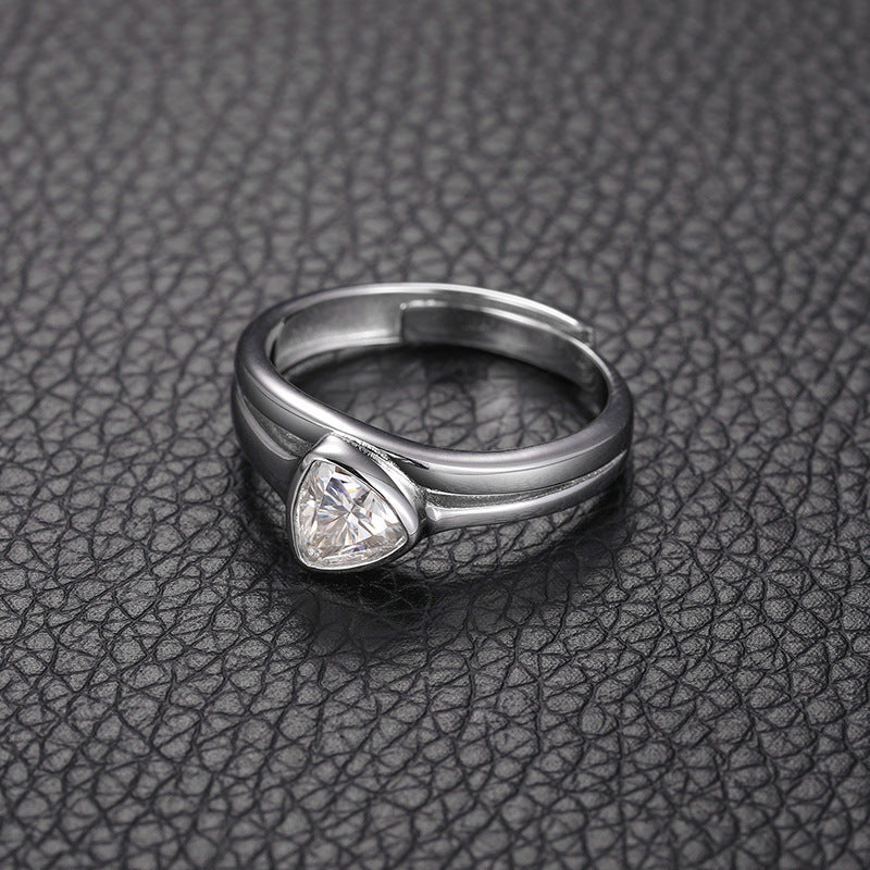 Adjustable Triangle Moissanite Ring S925 Open Band | Caratix
