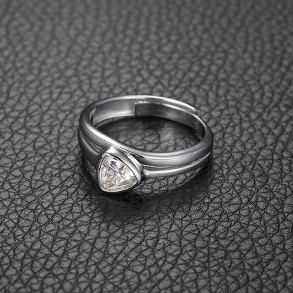 Adjustable Triangle Moissanite Ring S925 Open Band | Caratix