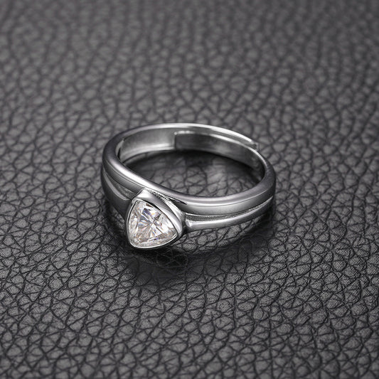 Adjustable Triangle Moissanite Ring S925 Open Band | Caratix