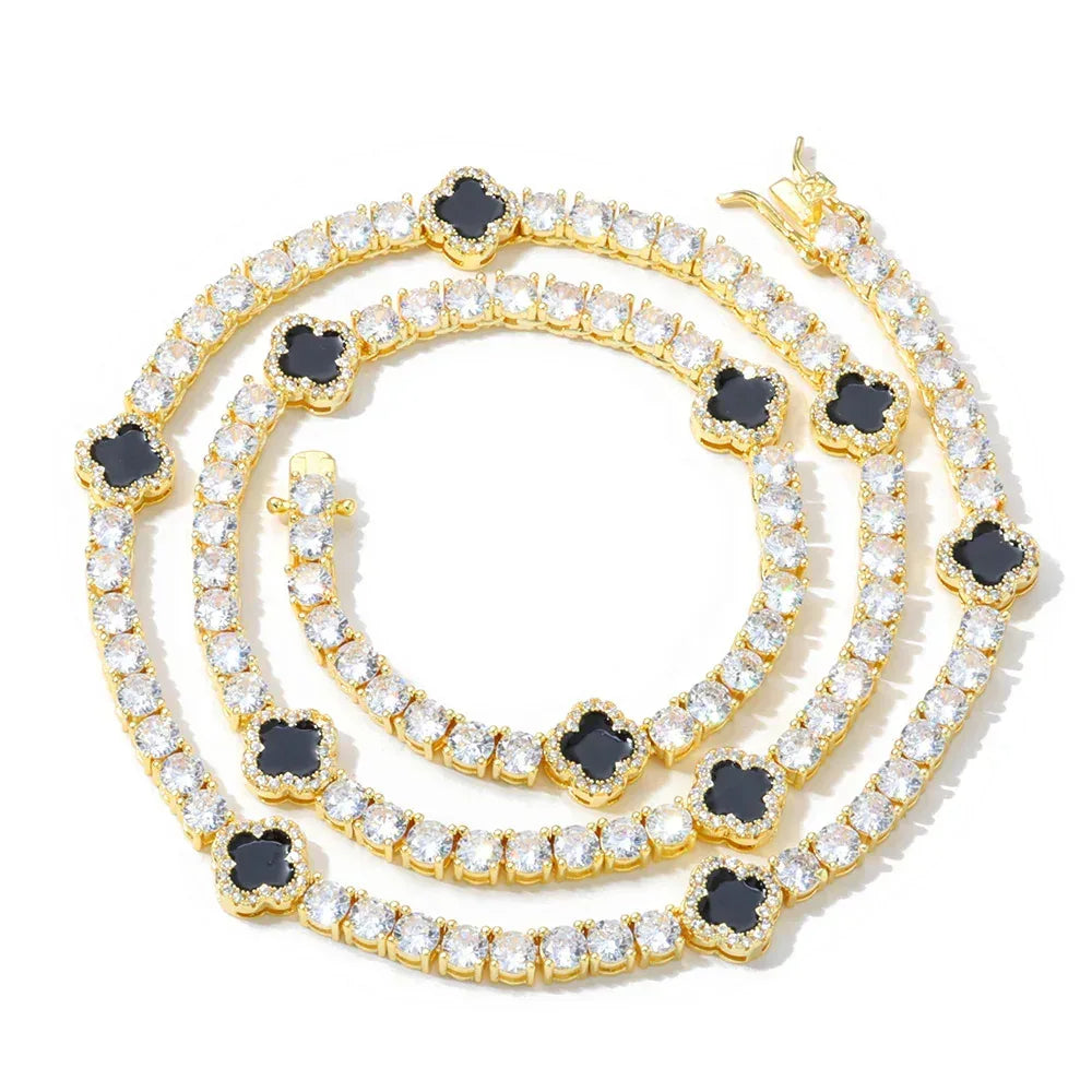 Iced Out Tennis Chain Necklace with Zircon and Drip Oil Finish for Women | Caratix Jewelry - CaratixJewelry