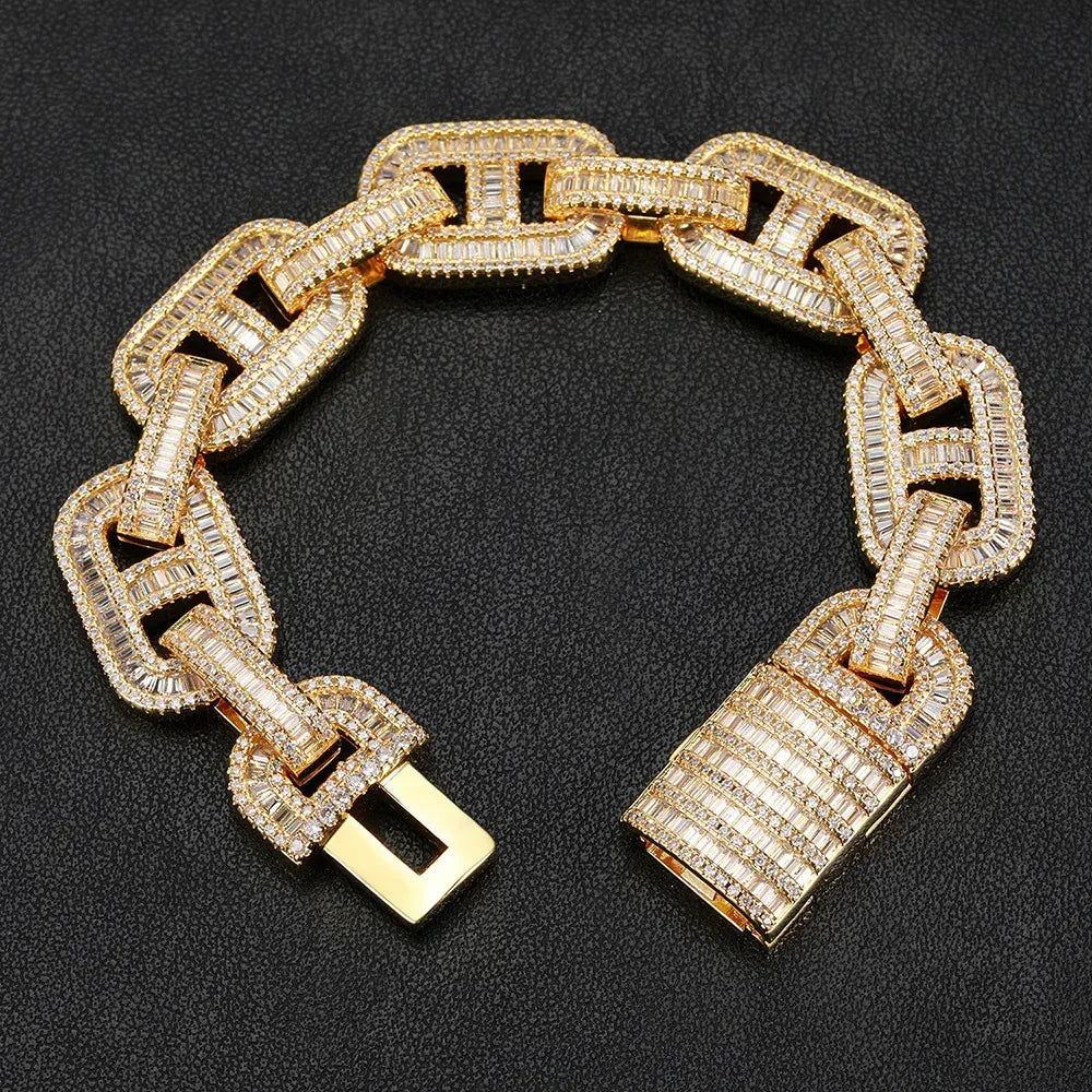 Iced-Out Pig Nose Cuban Link Bracelet with Zircon Hip Hop Jewelry - CaratixJewelry