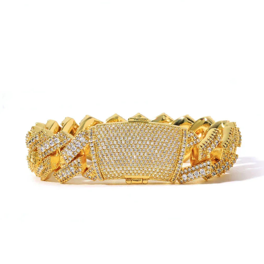 Custom 20mm Triple-Row Rhombus Cuban Chain - CaratixJewelry