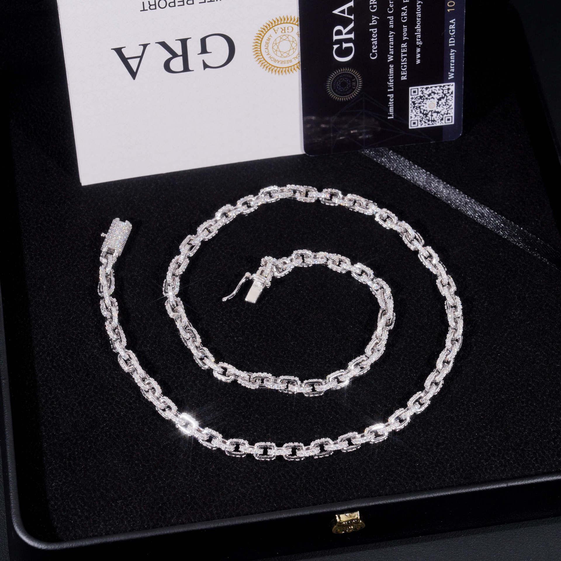 5.2mm Moissanite Cuban Link Chain – 925 Sterling Silver Iced-Out Hip Hop Necklace with Box Clasp - CaratixJewelry