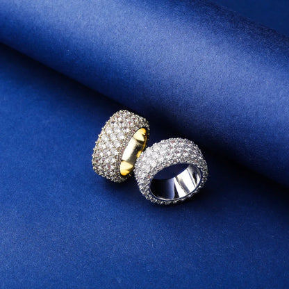 Five-Row Iced Out Ring | S925 Sterling Silver Men's Band | Caratix