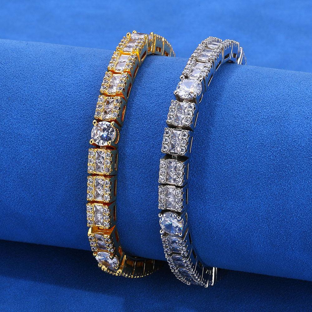 Custom 6mm Mixed-Cut Round & Square Tennis Chain Hip Hop Bling | Caratix - CaratixJewelry