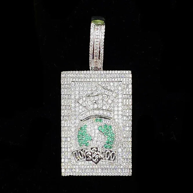Iced Out Money Bag Dog Tag Pendant | Men's "Soldier of Fortune" Necklace - CaratixJewelry