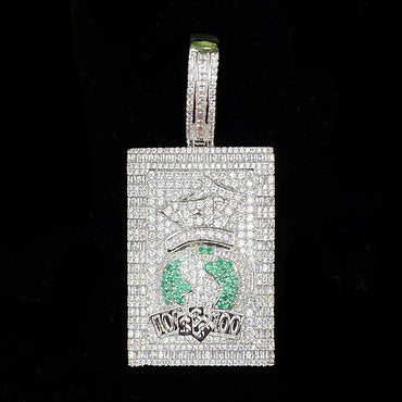 Iced Out Money Bag Dog Tag Pendant | Men's "Soldier of Fortune" Necklace - CaratixJewelry