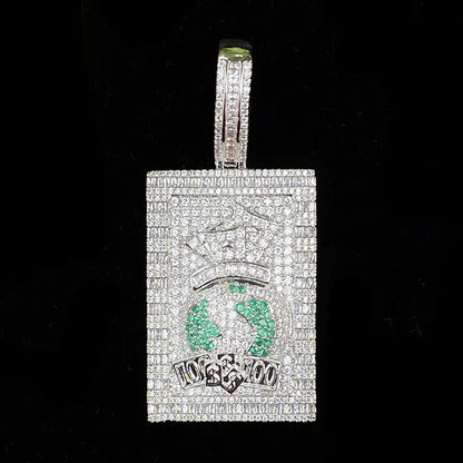 Iced Out Money Bag Dog Tag Pendant | Men's "Soldier of Fortune" Necklace - CaratixJewelry