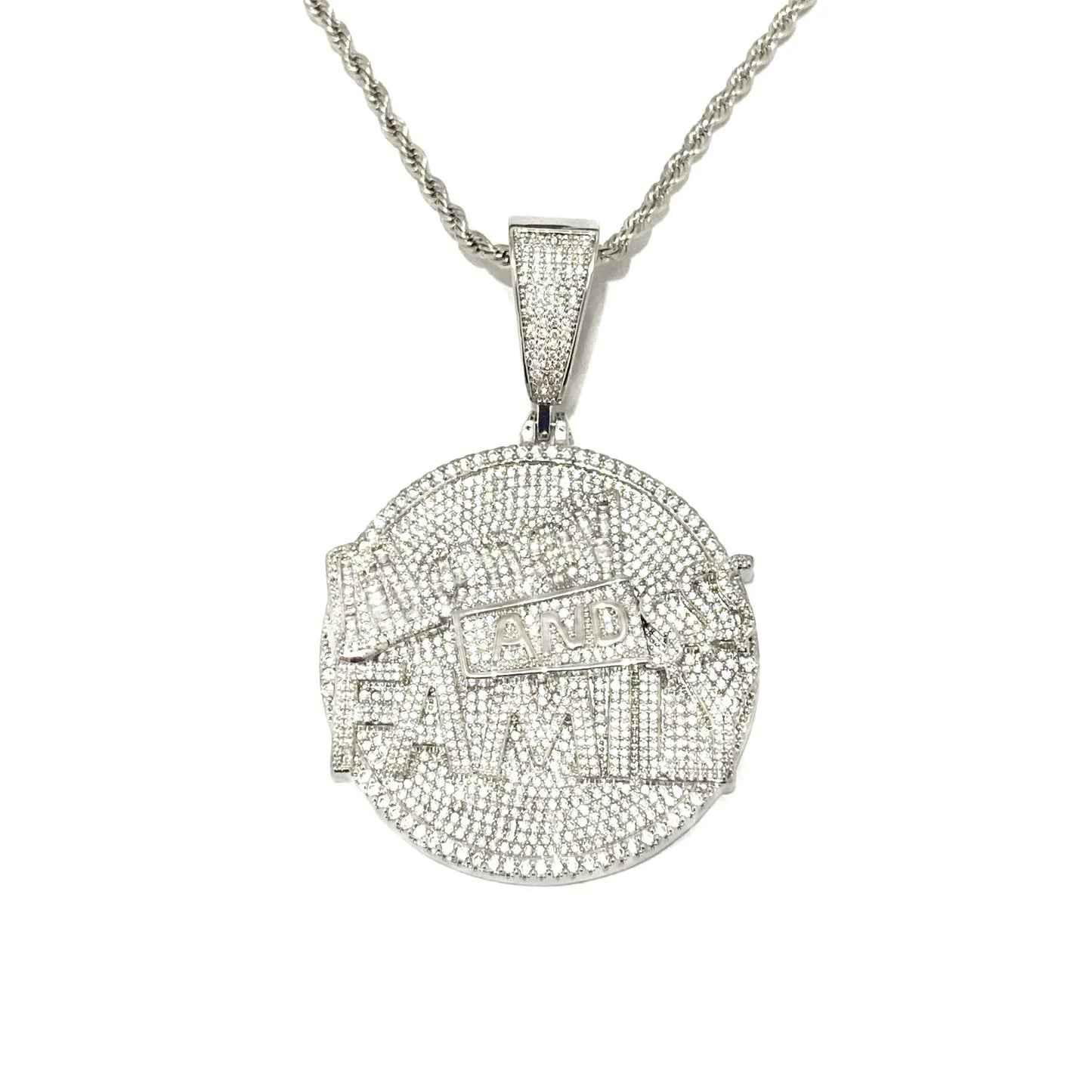 Iced Out "Money and Family" Pendant | Men's Real Copper CZ Necklace - CaratixJewelry