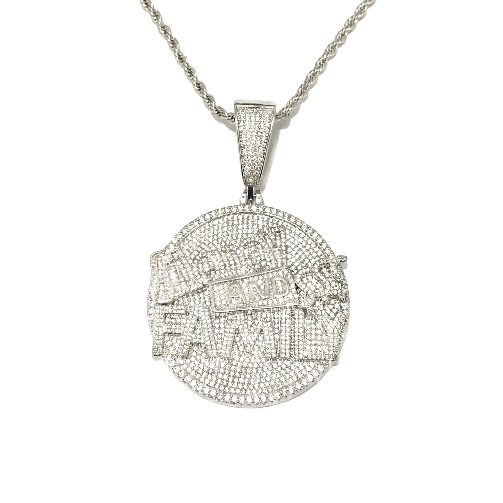Iced Out "Money and Family" Pendant | Men's Real Copper CZ Necklace - CaratixJewelry