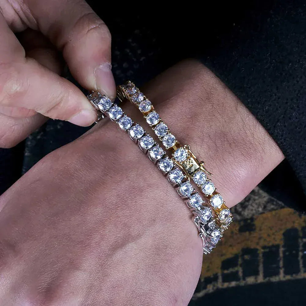 Tennis Chain Zircon Bracelet Copper Plated 18K Gold Hip Hop Jewelry for Men | Caratix Jewelry - CaratixJewelry