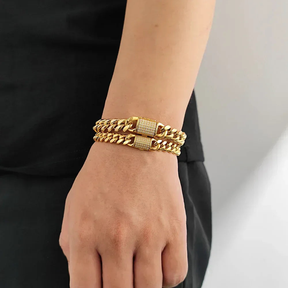 Cuban Link Zircon Hip Hop Bracelet Gold Chain Rapper Caratix - CaratixJewelry