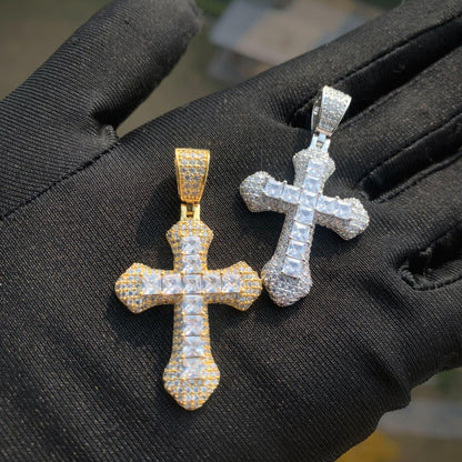 Large Cross Pendant Necklace | CZ Iced Out Hip Hop Chain - CaratixJewelry