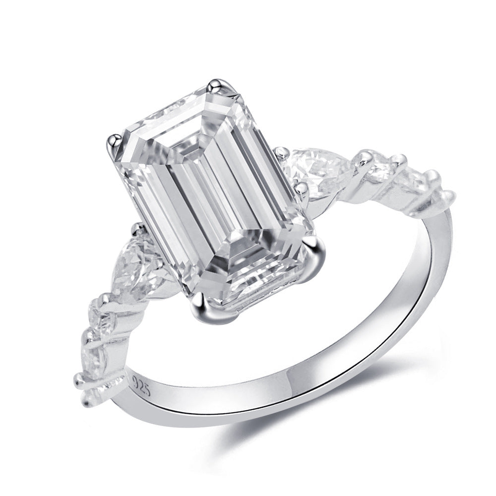 2026 Summer New S925 Silver 4ct Princess Cut Moissanite Ring | 4 Carat Square D VVS1 | Caratix