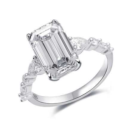 2026 Summer New S925 Silver 4ct Princess Cut Moissanite Ring | 4 Carat Square D VVS1 | Caratix