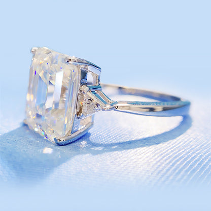 2026 Summer New S925 Silver 5ct Emerald Cut Moissanite Ring | Massive 9x11mm D VVS1 | Caratix