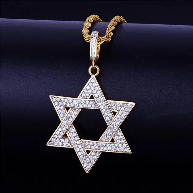 Men's Six-Pointed Star Necklace | Premium Copper CZ Geometric Jewelry Caratix - CaratixJewelry