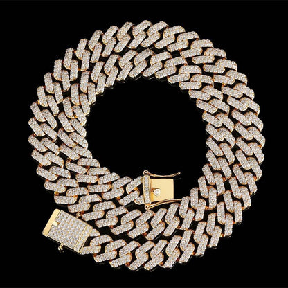 12mm Double Row Cuban Chain Bracelet Zircon - CaratixJewelry