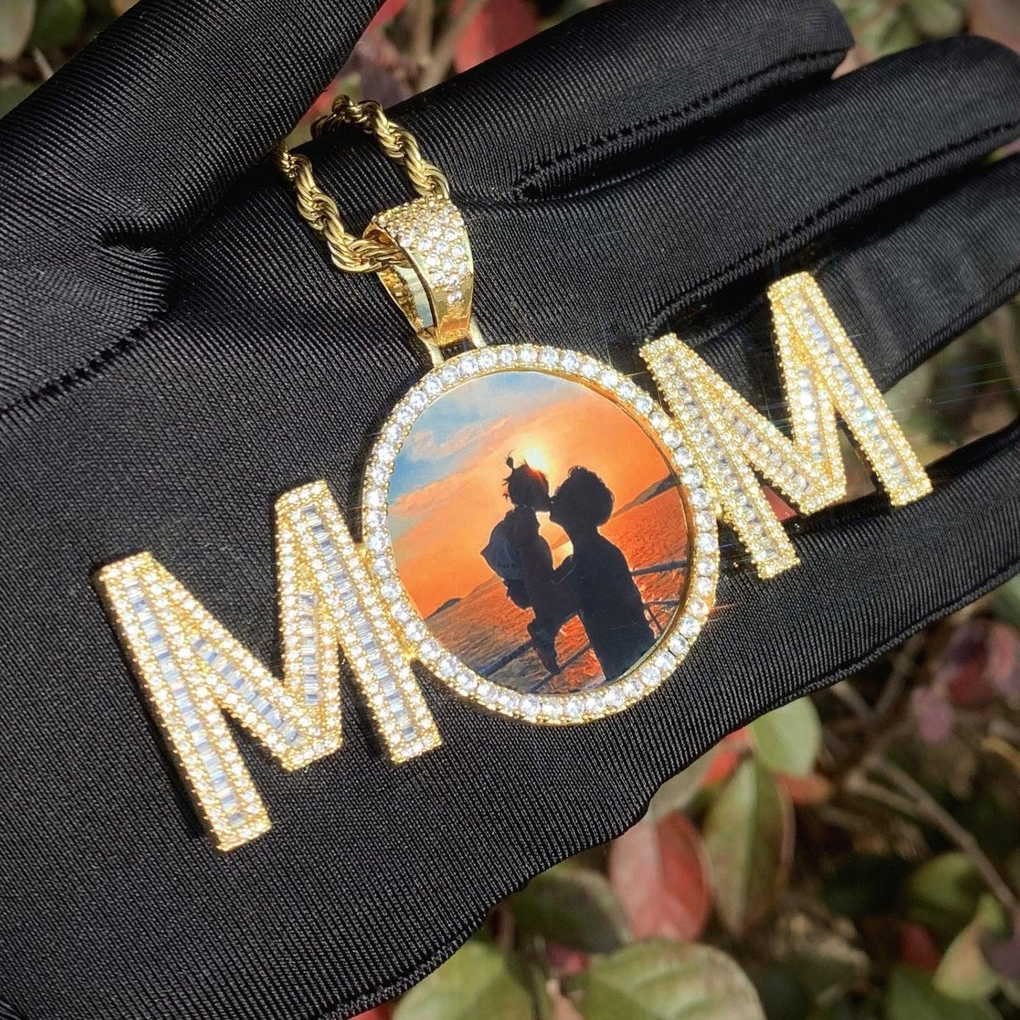 Photo Frame Epoxy Pendant | DIY Letter Round Custom Picture Hip Hop Necklace - CaratixJewelry