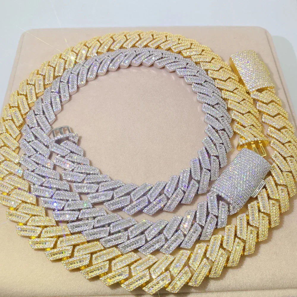 18mm Moissanite Cuban Link Necklace & Bracelet | S925 Silver Iced Out Hip Hop Jewelry - CaratixJewelry