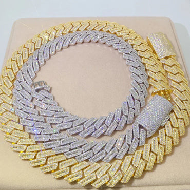 18mm Moissanite Cuban Link Necklace & Bracelet | S925 Silver Iced Out Hip Hop Jewelry - CaratixJewelry