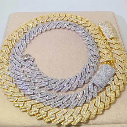 18mm Moissanite Cuban Link Necklace & Bracelet | S925 Silver Iced Out Hip Hop Jewelry - CaratixJewelry